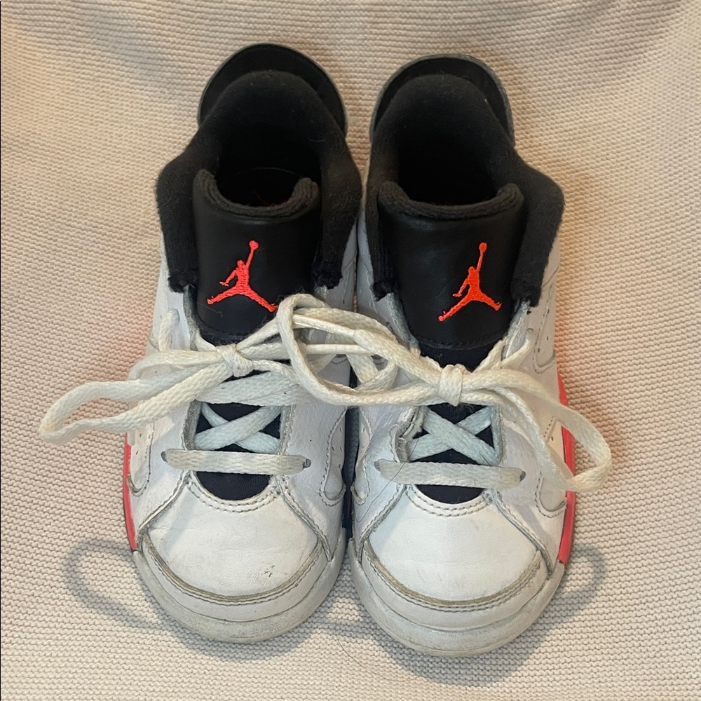 Jordan Kids White and Red Sneakers